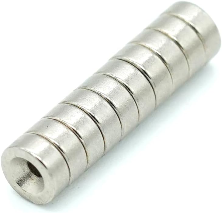 【一般グレード】N35 ネオジム磁石, Φ5×２ (mm) M1.4皿穴 寸法公差±0.05mm 特殊4層防錆メッキ, 丸型, DIY・工業用・キッチン・浴室・室外・事務所 多用途 KYOKEI (10)