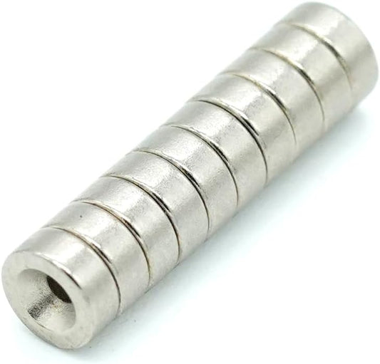 【一般グレード】N35 ネオジム磁石, Φ5×２ (mm) M1.4皿穴 寸法公差±0.05mm 特殊4層防錆メッキ, 丸型, DIY・工業用・キッチン・浴室・室外・事務所 多用途 KYOKEI (10)