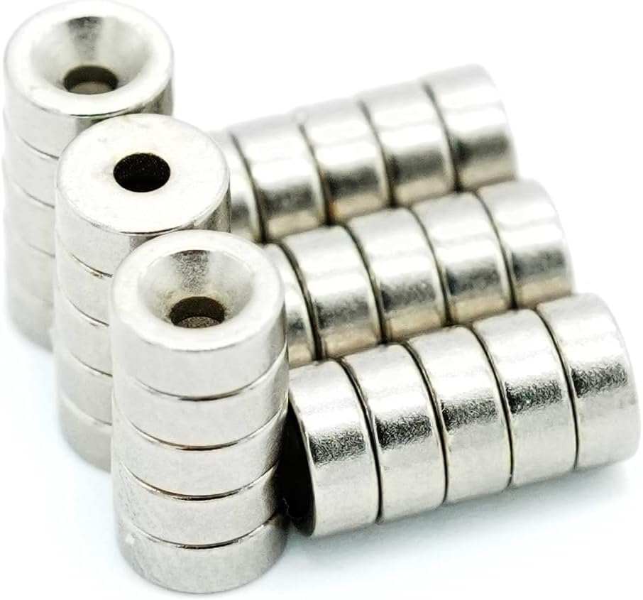 【一般グレード】N35 ネオジム磁石, Φ5×２ (mm) M1.4皿穴 寸法公差±0.05mm 特殊4層防錆メッキ, 丸型, DIY・工業用・キッチン・浴室・室外・事務所 多用途 KYOKEI (30)