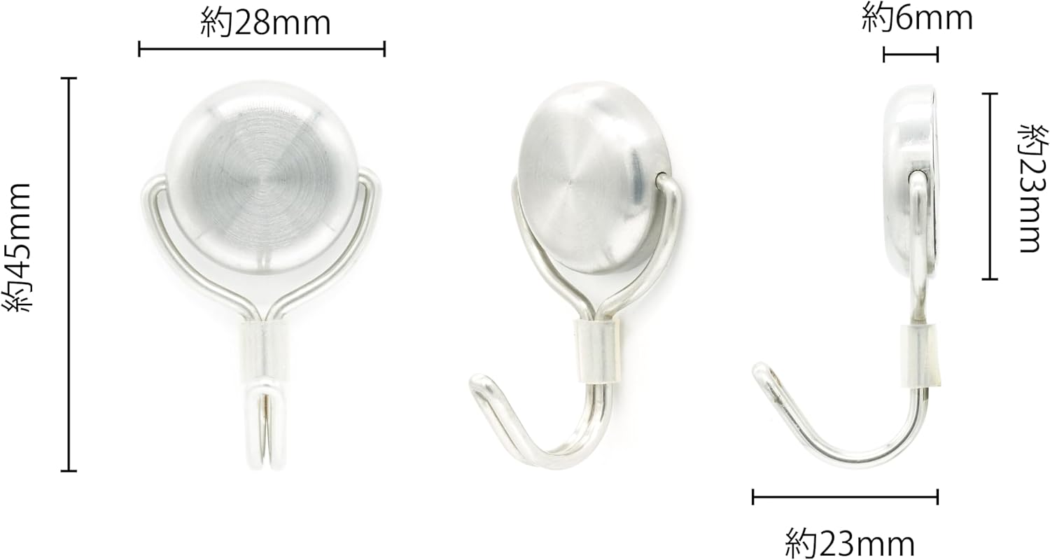 【防錆】ステンレスマグフック 耐荷重1.5kg 3個セット ネオジムマグネット使用 多機能 キッチン・浴室・屋外用 シルバー ネオジム磁石 KYOKEI