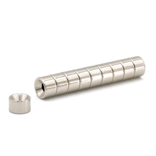【防錆】強力ネオジム磁石 8ｍｍ × 5mm (M3皿ねじ穴) 10個セット N35 特殊4層メッキ DIY 小型 丸型 工業用 キッチン 浴室 室外 事務所 多用途 KYOKEI
