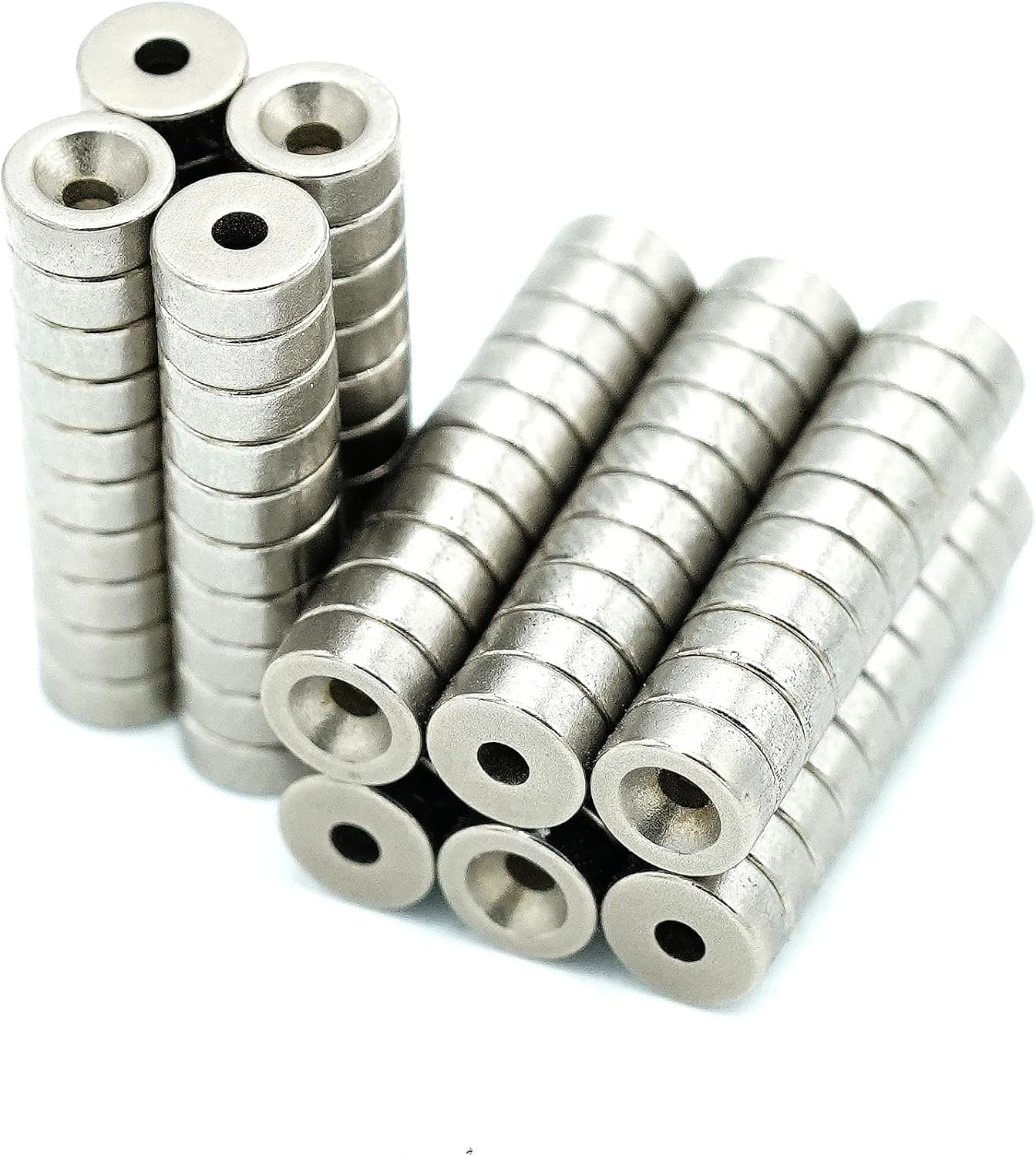 【一般グレード】N35 ネオジム磁石, Φ5×２ (mm) M1.4皿穴 寸法公差±0.05mm 特殊4層防錆メッキ, 丸型, DIY・工業用・キッチン・浴室・室外・事務所 多用途 KYOKEI (100)