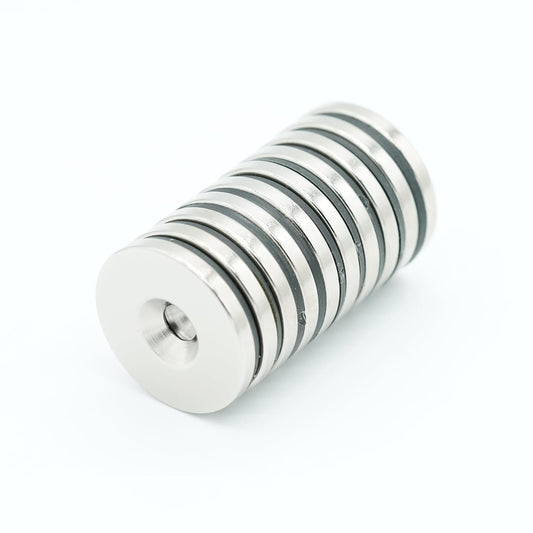 【特殊防錆】ネオジム磁石 Φ25mm×3mm (M5 皿ねじ穴) 円柱型 外径25mm 厚み3mm N35 KYOKEI (10)