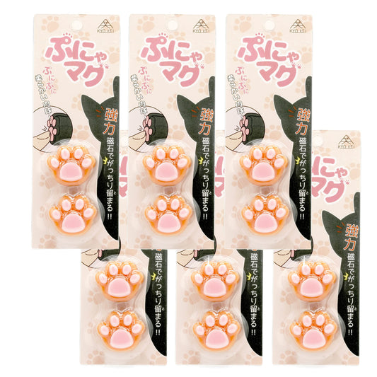 シリコンカバーマグネット【ぷにゃマグ】茶色 ２個入りパックが 6個セット ネコ手形鉄板シール付き！計12枚（使う場所を選ばない）肉球触感 ホワイトボード 冷蔵庫 インテリア ギフト KYOKEI