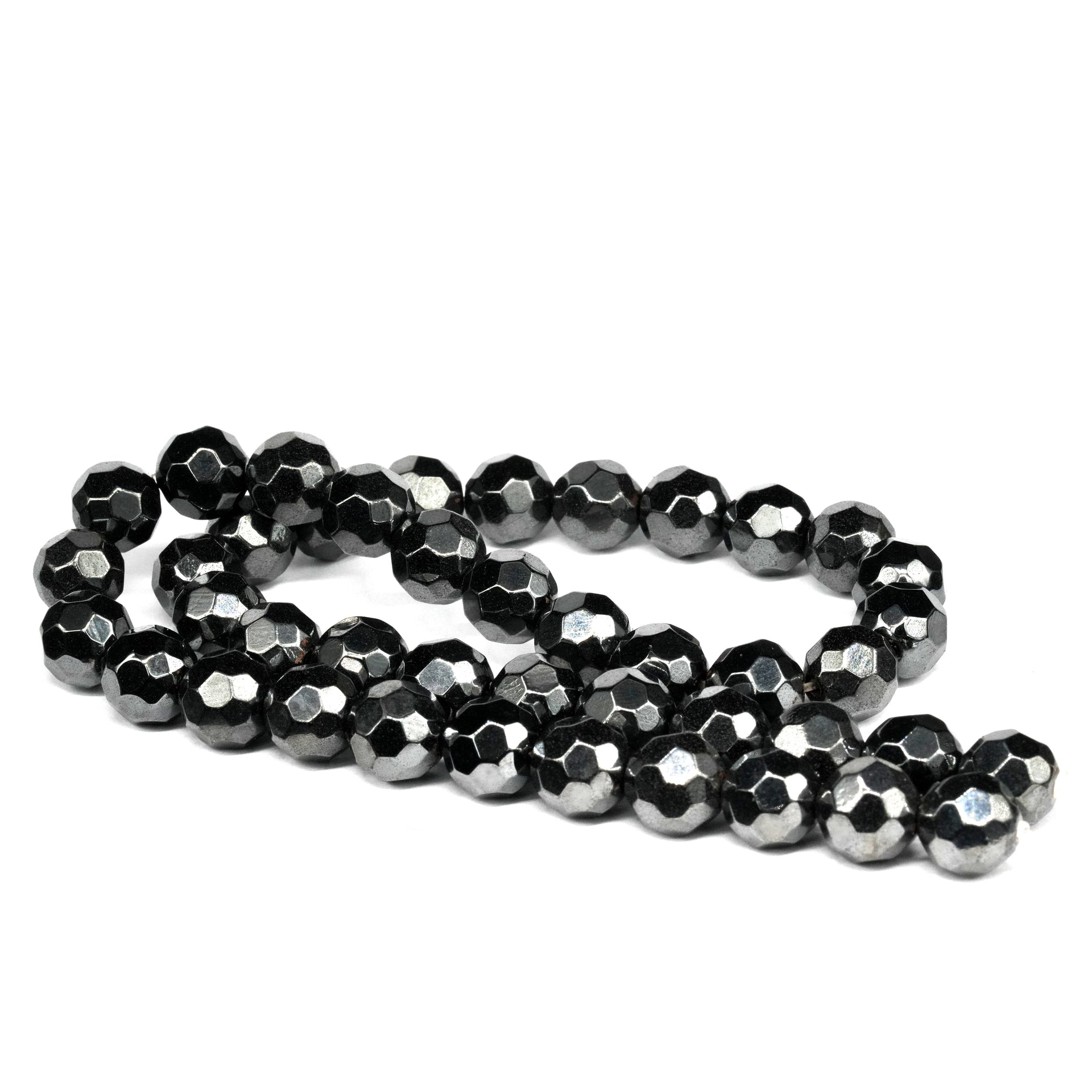 ヘマタイトビーズ 9mm 多角球 球型(面有り) 磁気入り ネックレス 