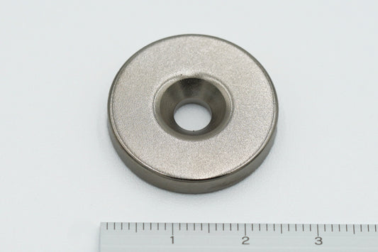 ネオジム磁石 特殊防錆4層メッキ 丸型皿ネジ穴 Φ24×4mm(皿穴M5) N35 4個セット